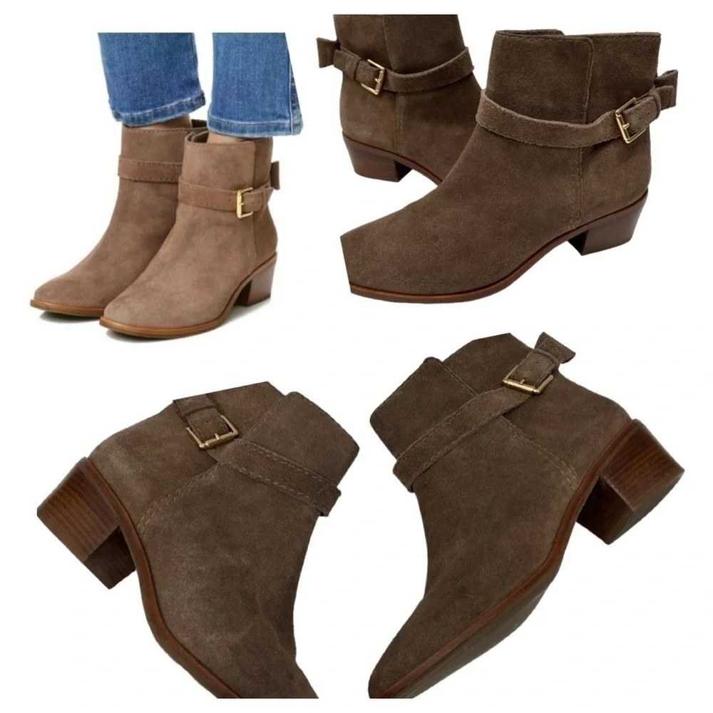kate spade new york Ankle Booties - Taley Bow Brown Suede size 7.5 M